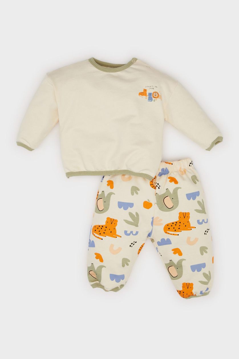 BÉBÉ GARÇON Beige Ensemble de sweatshirt et Jogging imprimés safari pour bébé garçon