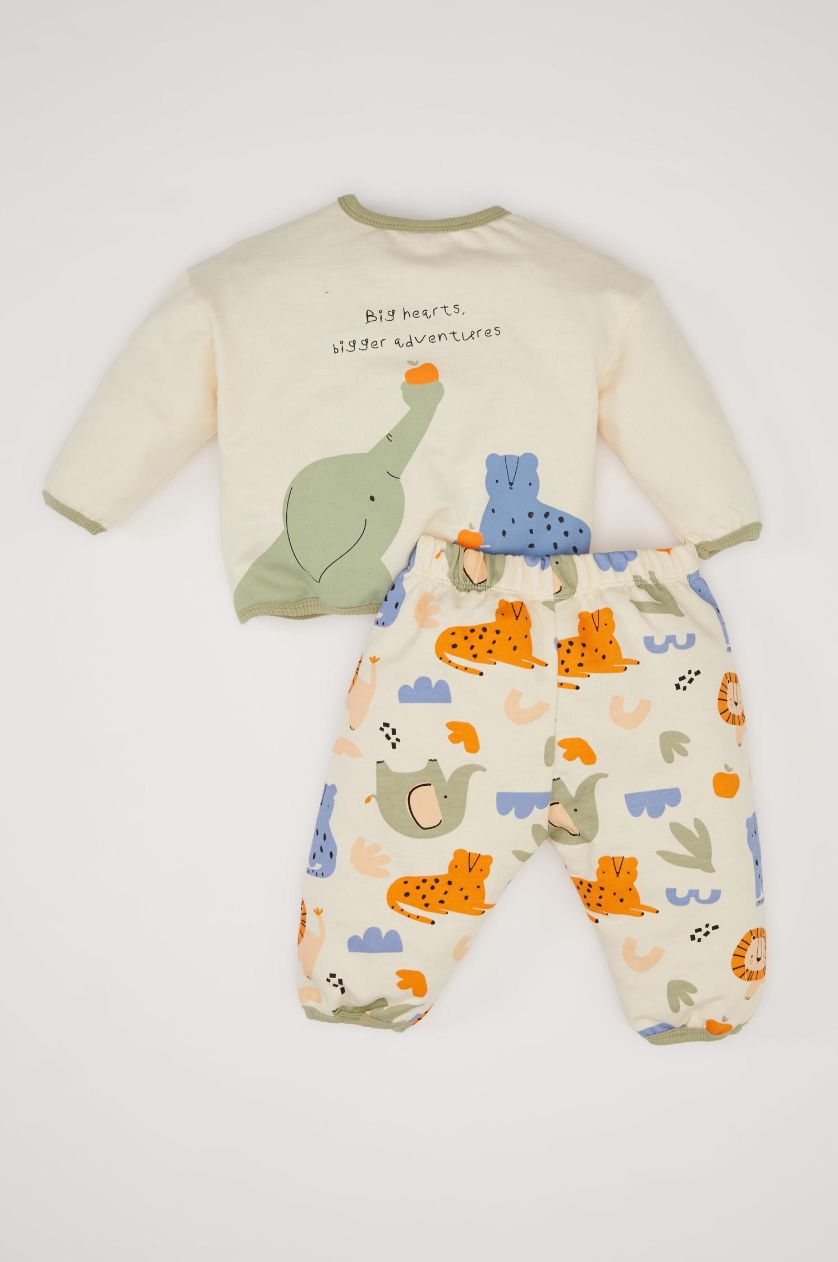 BÉBÉ GARÇON Beige Ensemble de sweatshirt et Jogging imprimés safari pour bébé garçon