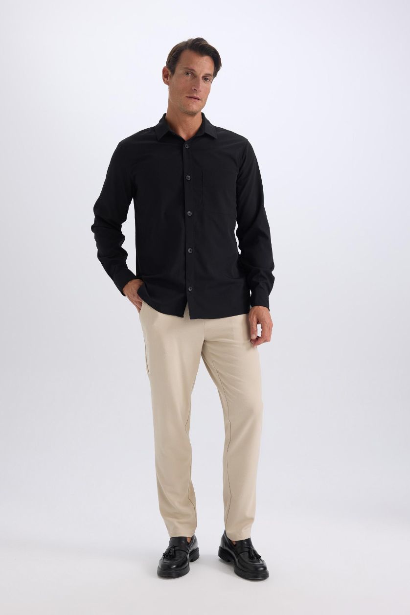 Ерлер қара қалыпты пішім Ұзын жеңді көйлек