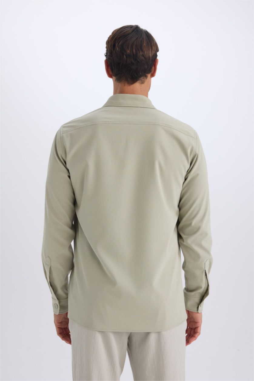 HOMME Kaki Clair Chemise à manches longues Coupe régulière