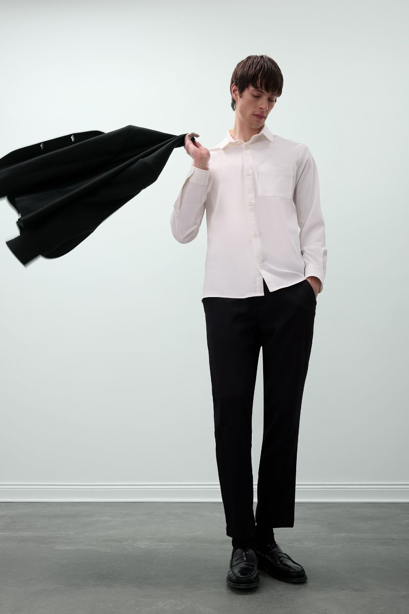 رجال اوف وايت قميص قصة عادية برقبة بولو