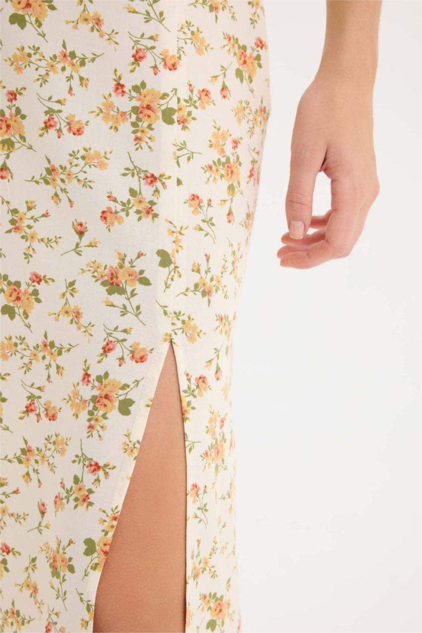 Әйелдерге экру гүлді a сызығы орташа ұзындық Тоқылған юбка