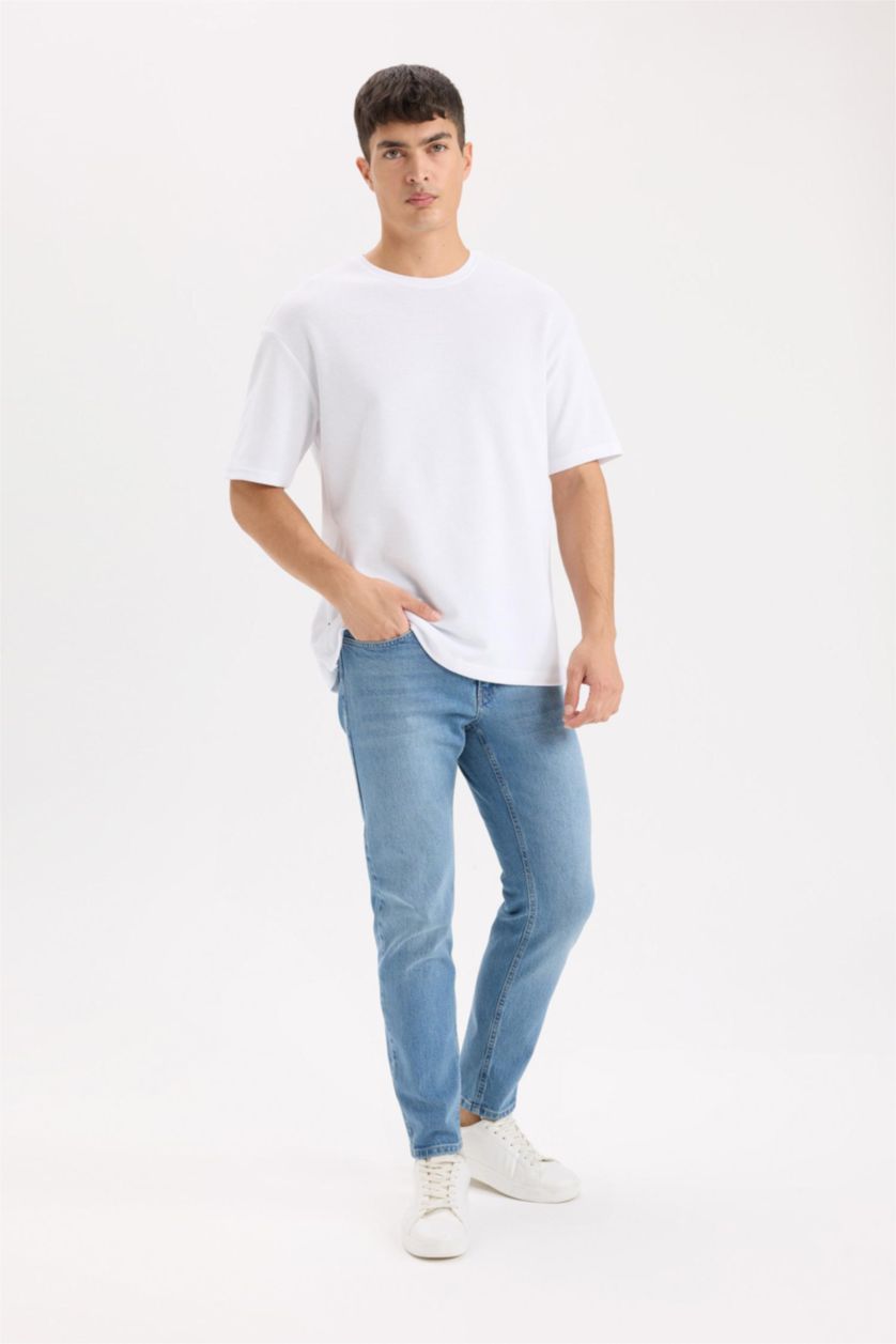 MAN Blue Slim Tapered Fit Normal Waist Jeans