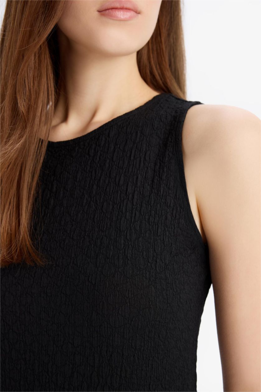 نساء أسود فستان ميدي كت بوديكون بياخة مدورة سليم فيت