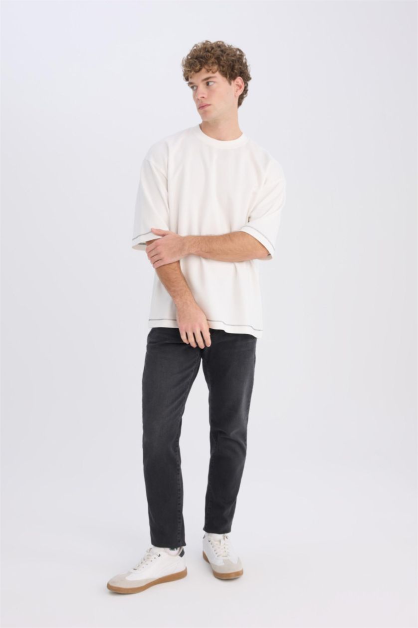 HOMME Noir Pantalon en Jean Super Skinny