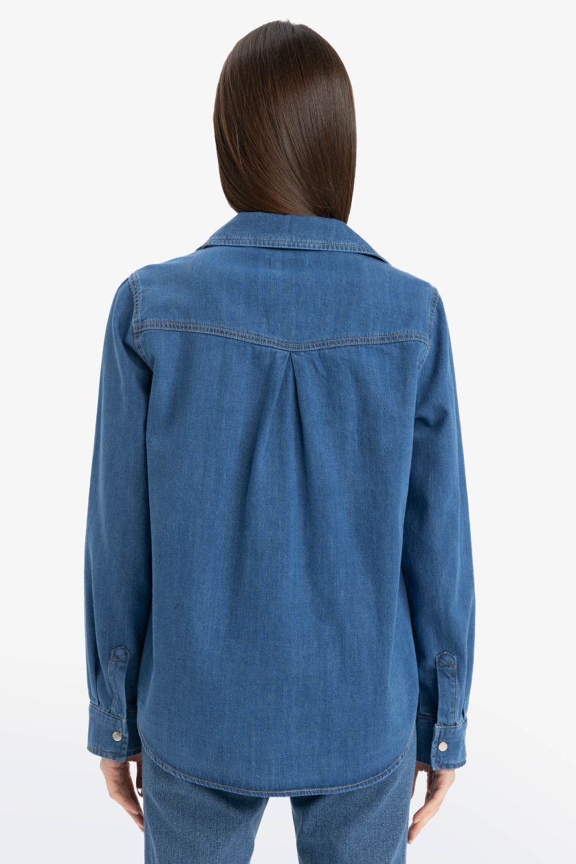 Женщины Голубрй Узкопосадиный облегающий джинсовый жакет