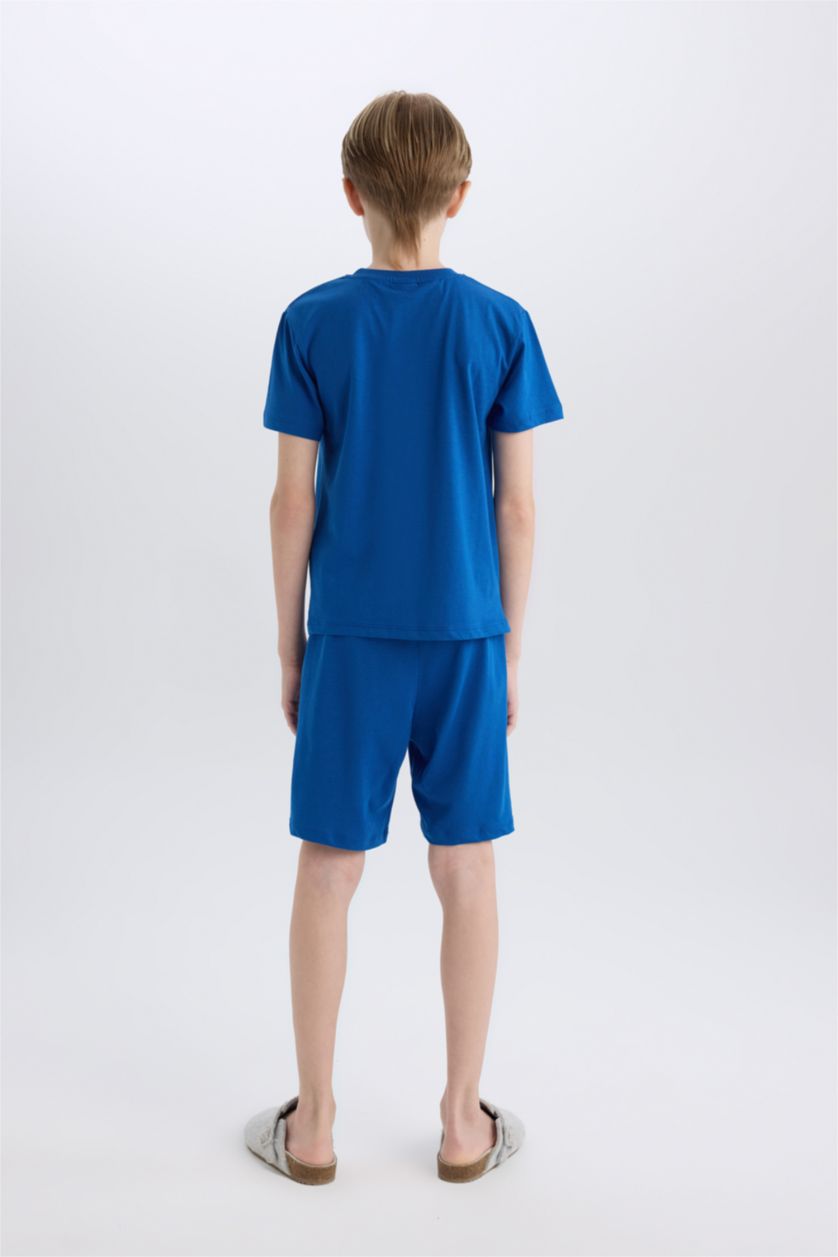 Erkek Çocuk - Genç Erkek Koyu Mavi %100 Pamuklu Superman Pijama Takımı Erkek Çocuk