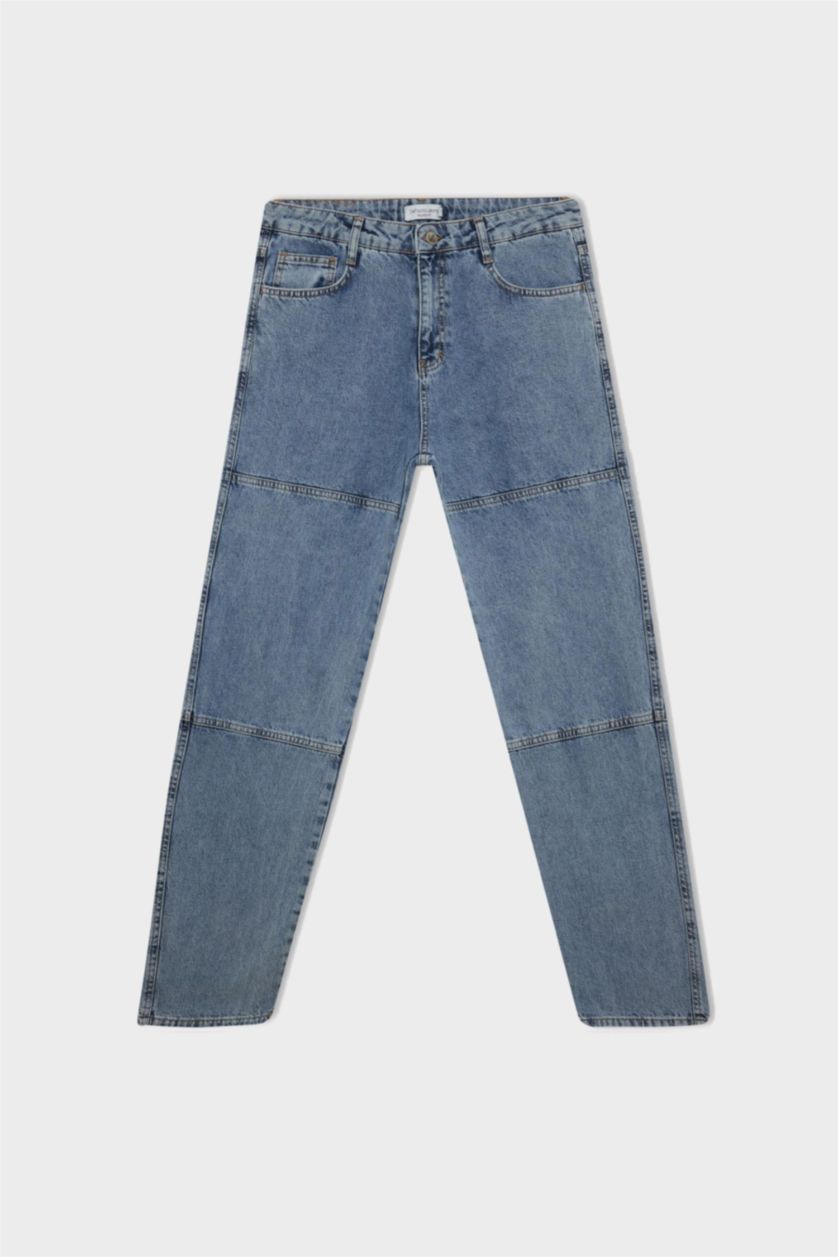 HOMME BLEU Clair Pantalon en Jean à Coupe décontractée et jambes larges