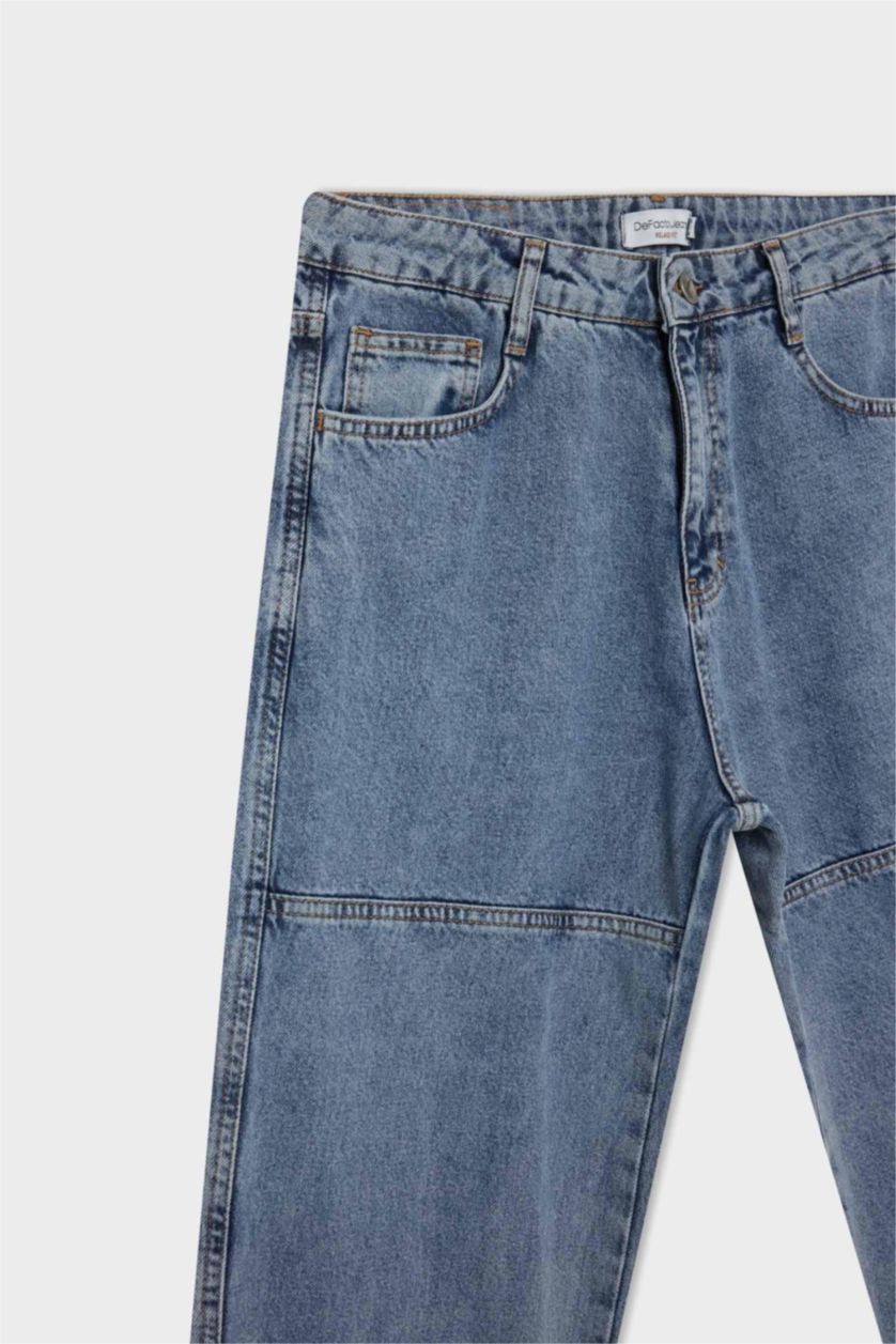 HOMME BLEU Clair Pantalon en Jean à Coupe décontractée et jambes larges