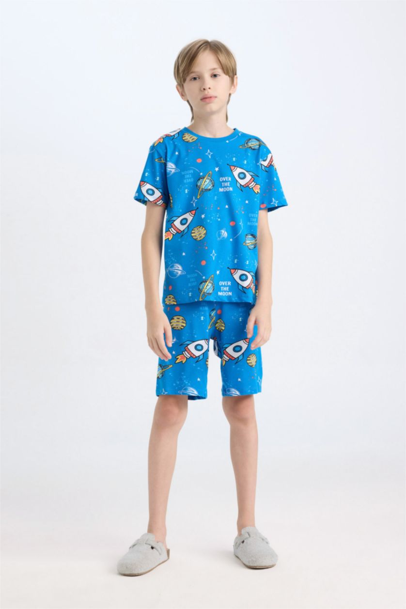 Erkek Çocuk - Genç Erkek Royal Erkek Çocuk Pijama Takımı Desenli Kısa Kollu Üst Şort