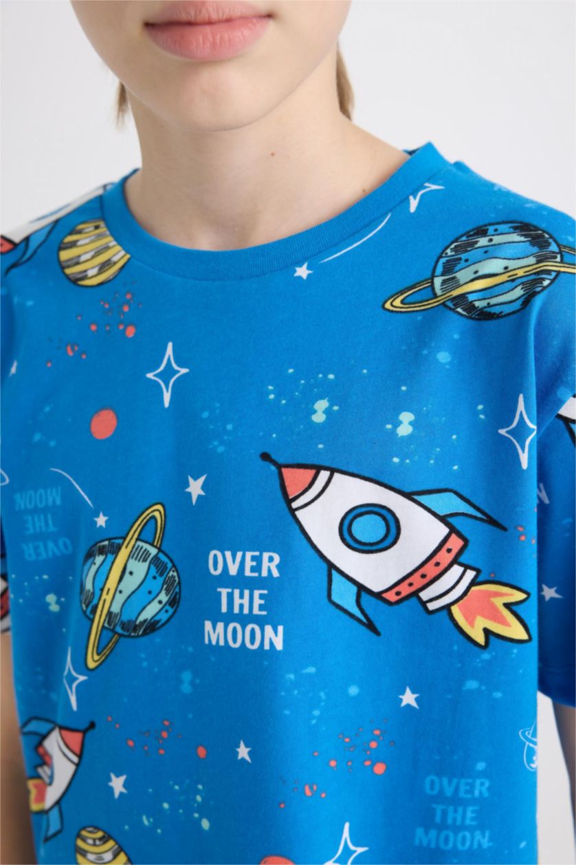 Erkek Çocuk - Genç Erkek Royal Erkek Çocuk Pijama Takımı Desenli Kısa Kollu Üst Şort