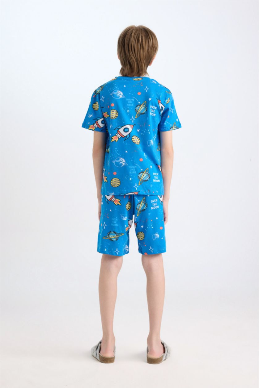 Erkek Çocuk - Genç Erkek Royal Erkek Çocuk Pijama Takımı Desenli Kısa Kollu Üst Şort