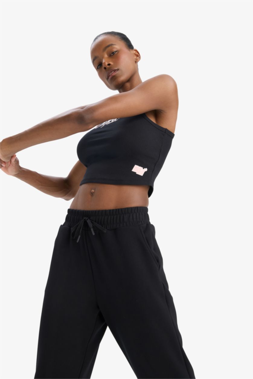 Kadın Siyah NBA Miami Heat Crop Bisiklet Yaka Fitilli Kaşkorse Sporcu Atlet