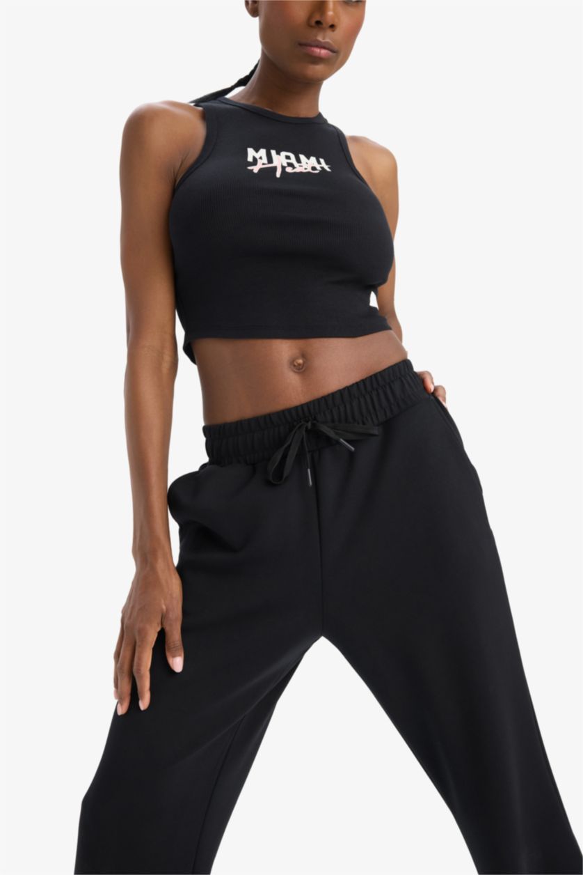 Kadın Siyah NBA Miami Heat Crop Bisiklet Yaka Fitilli Kaşkorse Sporcu Atlet