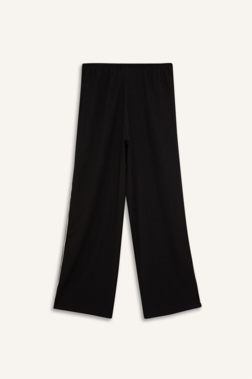 Kadın Siyah NBA Miami Heat Wide Leg Geniş Paça Çift Cepli Geniş Paça Standart Boy Krinkıl İnce Pantolon