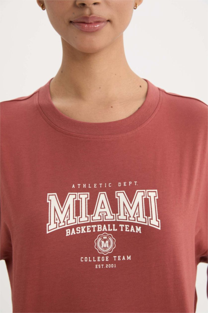 Woman Light Bordeaux Oversize Fit Short Sleeve T-Shirt