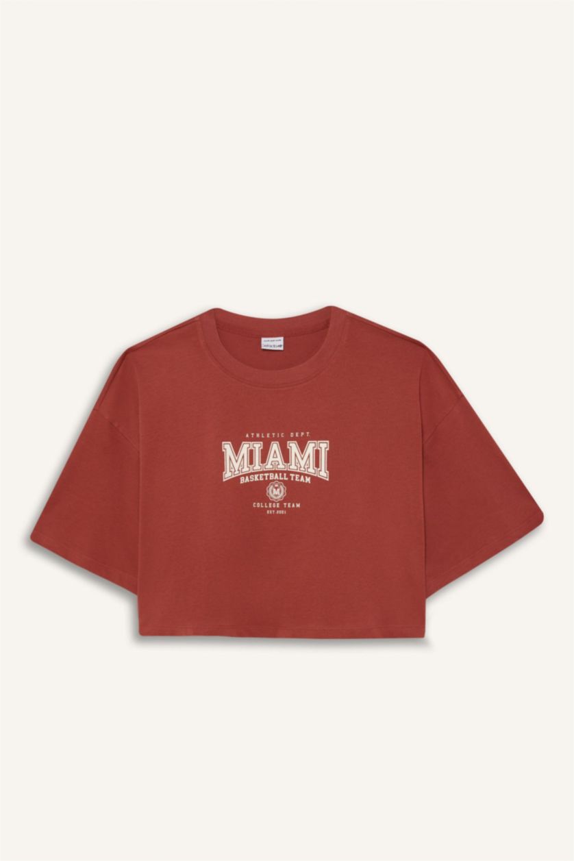 Woman Light Bordeaux Oversize Fit Short Sleeve T-Shirt