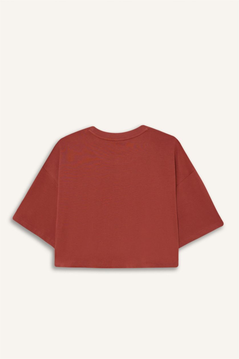 Woman Light Bordeaux Oversize Fit Short Sleeve T-Shirt