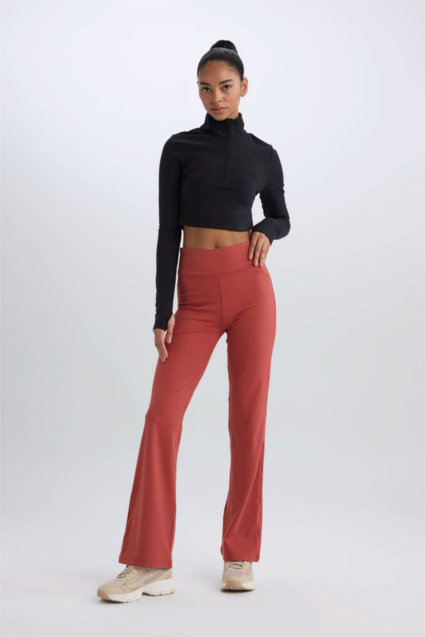Woman Light Bordeaux DeFactoFit Flare Fit Standard Length Trousers