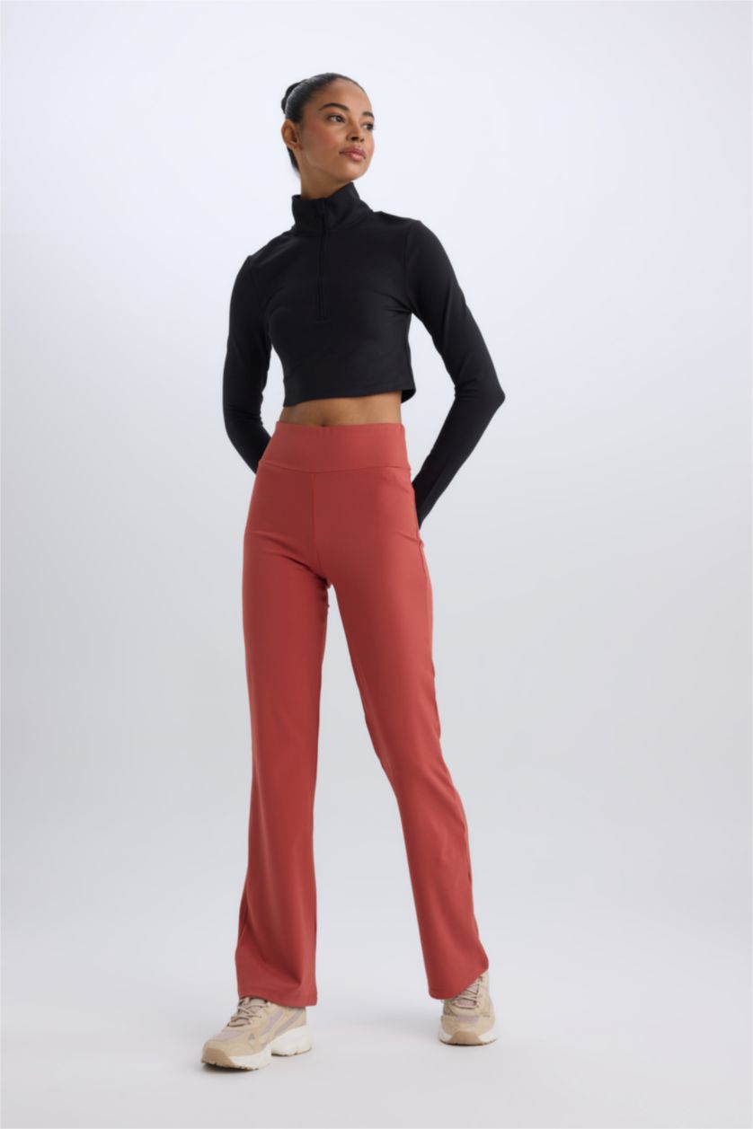 Woman Light Bordeaux DeFactoFit Flare Fit Standard Length Trousers