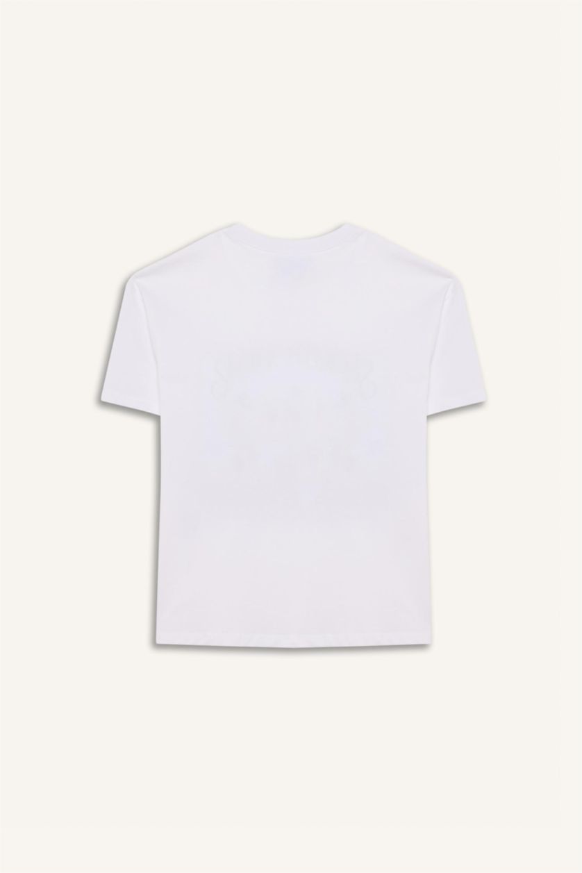 Kız Çocuk - Genç Kız Beyaz Disney Mickey Mouse &Friends Relax Fit Bisiklet Yaka Kısa Kollu Tişört Kız Çocuk