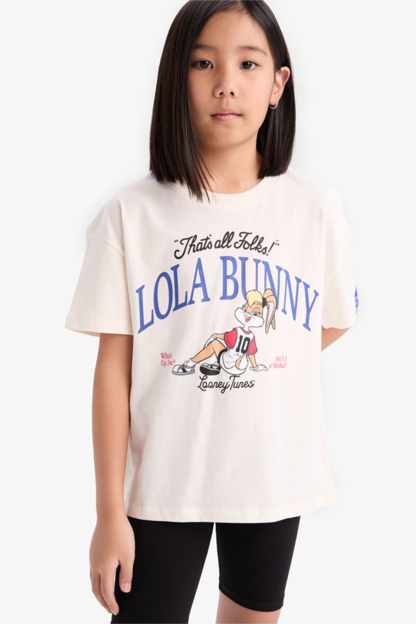 GIRLS & TEENS Ecru Girl Looney Tunes Relax Fit Crew Neck T-Shirt