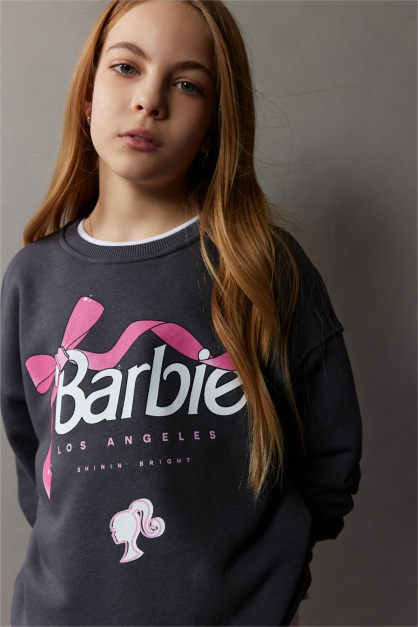 GIRLS & TEENS Anthracite Girl Barbie Relax Fit Crew Neck Sweatshirt