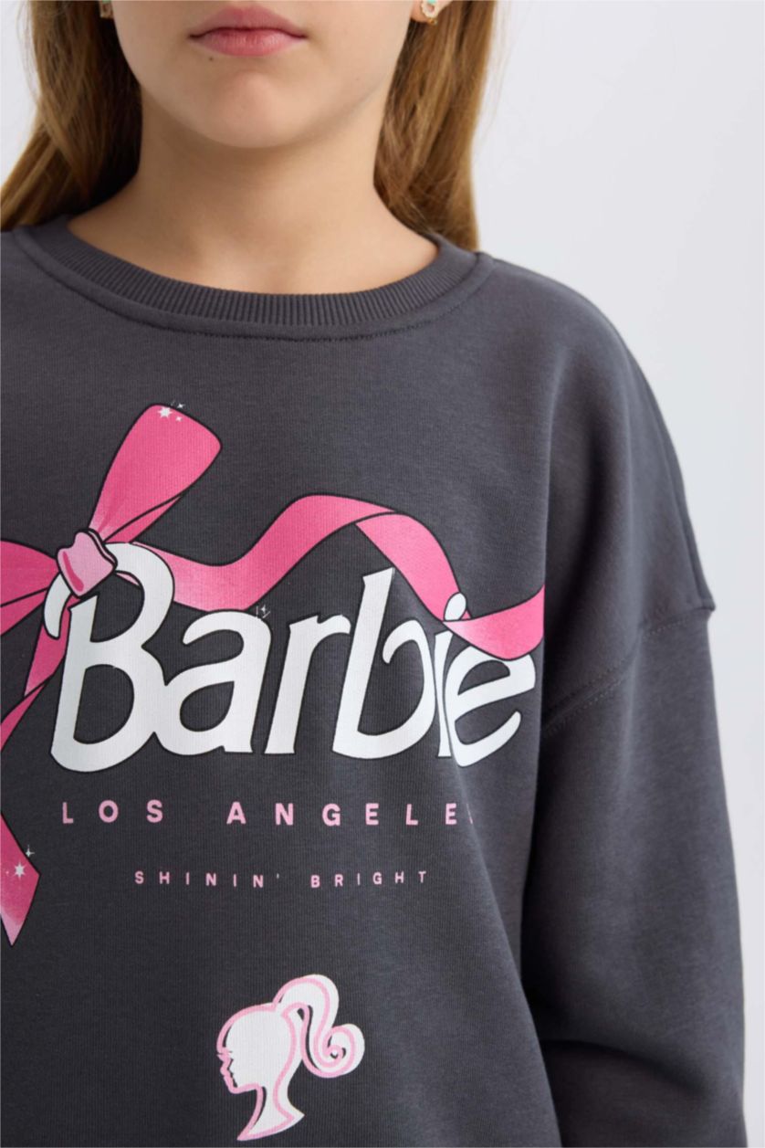 GIRLS & TEENS Anthracite Girl Barbie Relax Fit Crew Neck Sweatshirt