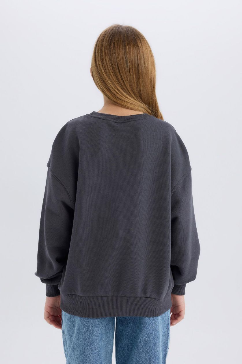 GIRLS & TEENS Anthracite Girl Barbie Relax Fit Crew Neck Sweatshirt