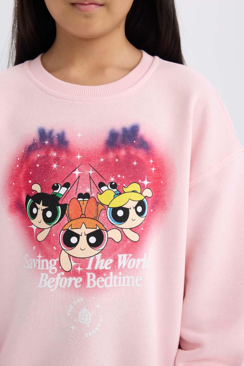 FILLES Rose Clair Sweatshirt PowerPuff Girls à coupe relax pour fille