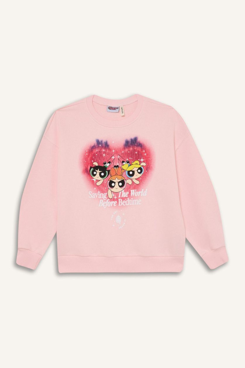 FILLES Rose Clair Sweatshirt PowerPuff Girls à coupe relax pour fille