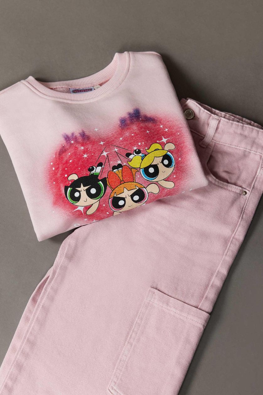 FILLES Rose Clair Sweatshirt PowerPuff Girls à coupe relax pour fille