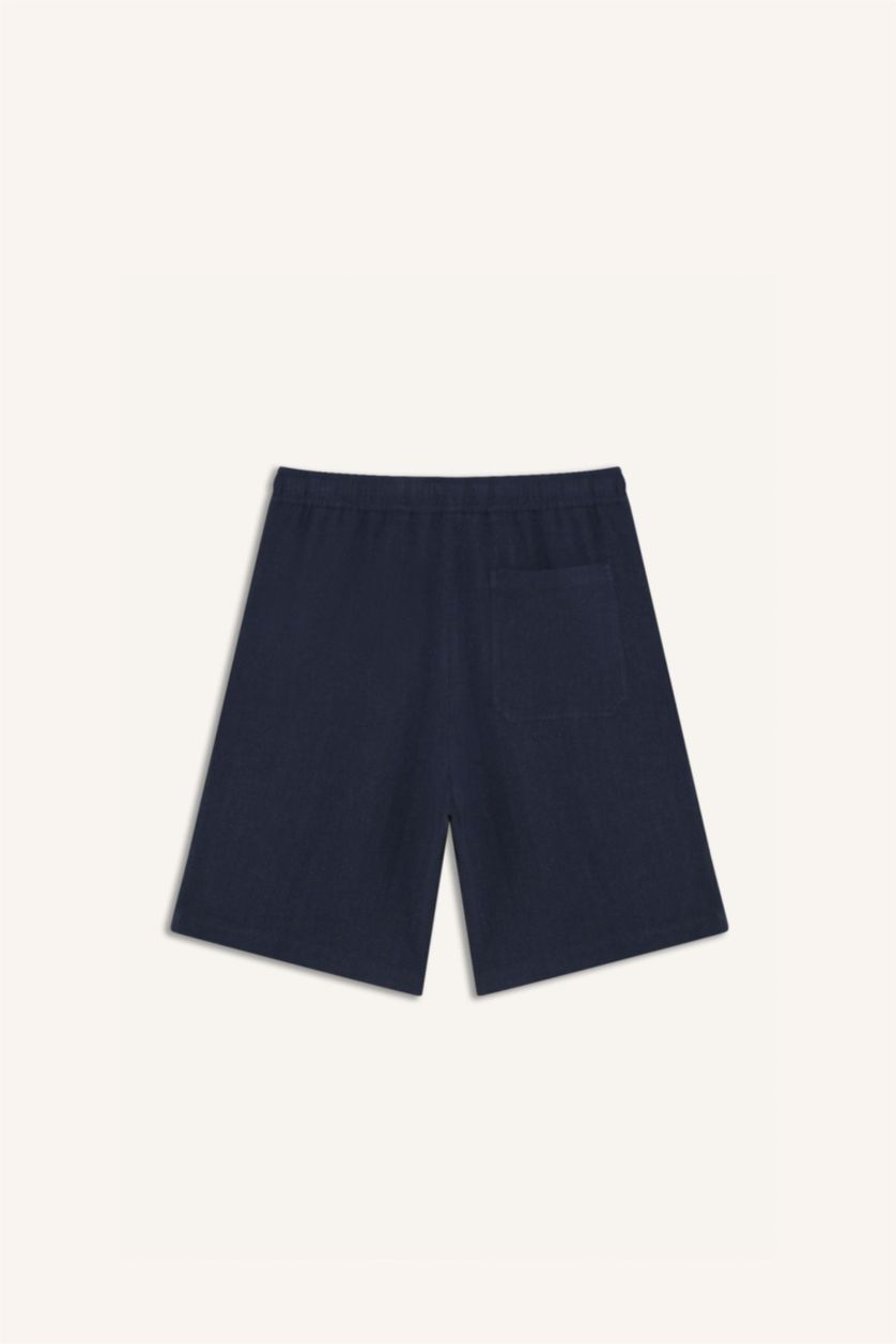 MAN NAVY Relax Fit Summer Linen Blend Shorts
