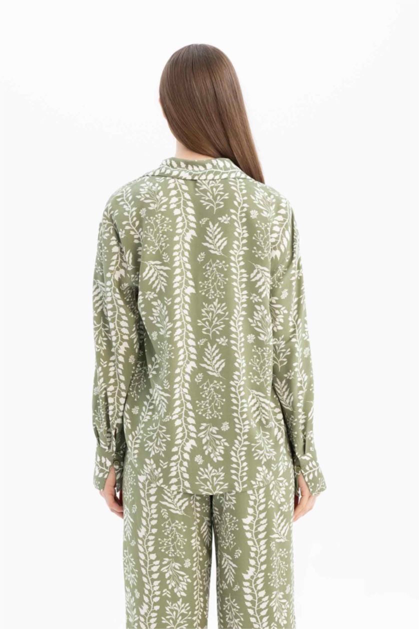 WOMAN Khaki Regular Fit Shirt Collar Long Sleeve Shirt