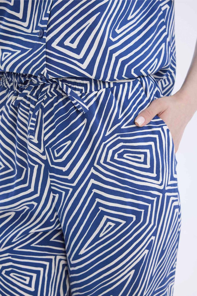 FEMME Bleu Pantalon droit à coupe régulière