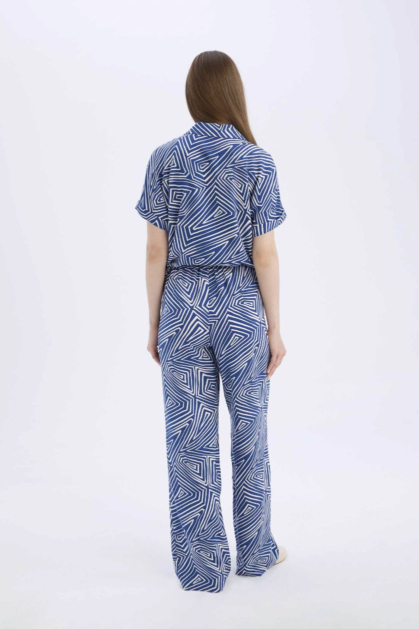 FEMME Bleu Pantalon droit à coupe régulière