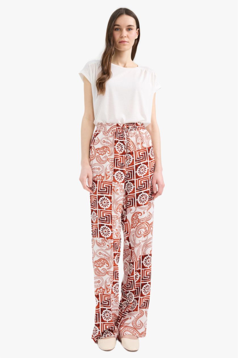 Kadın Kum Regular Fıt Düz Paça Pantolon