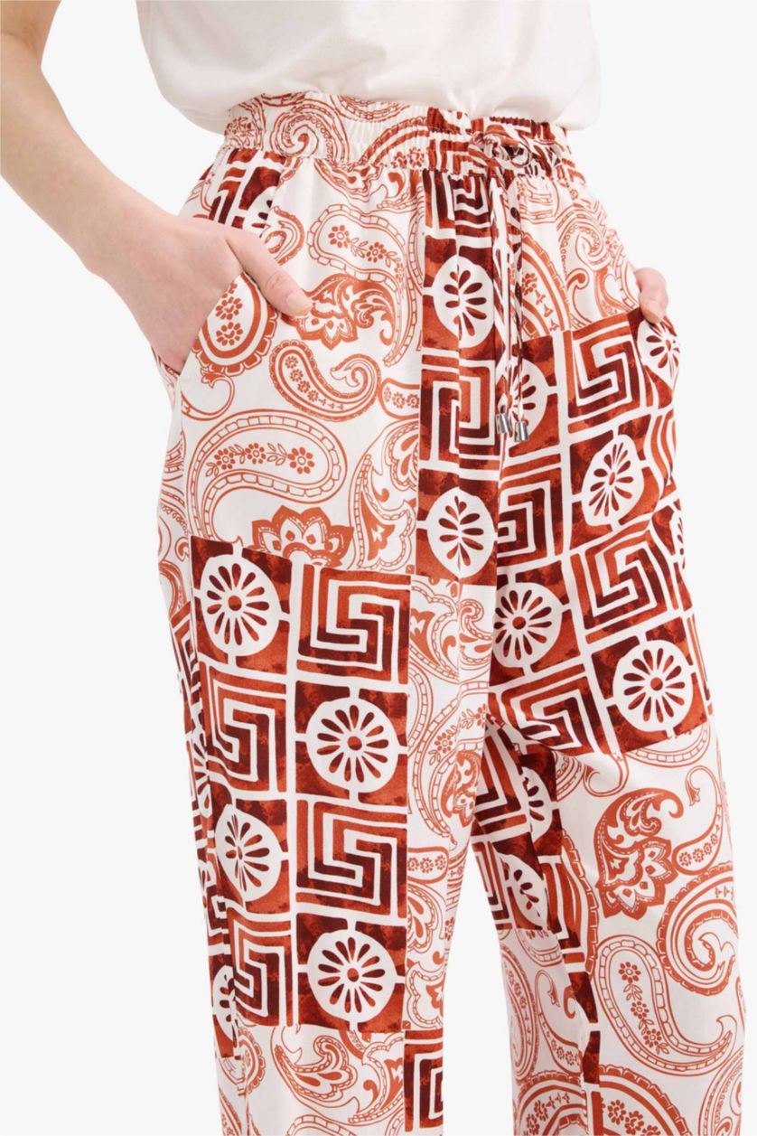 Kadın Kum Regular Fıt Düz Paça Pantolon