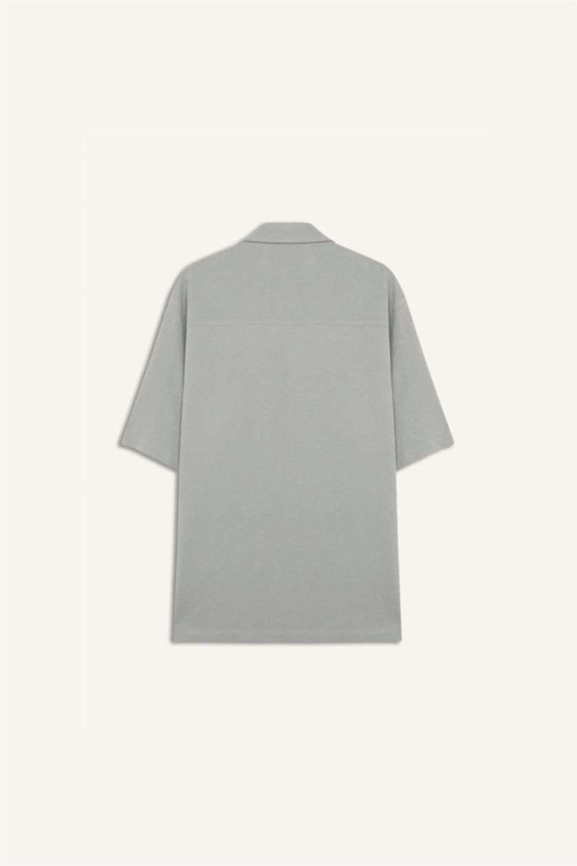 HOMME Kaki Clair Chemise en coton à manches courtes Coupe décontractée