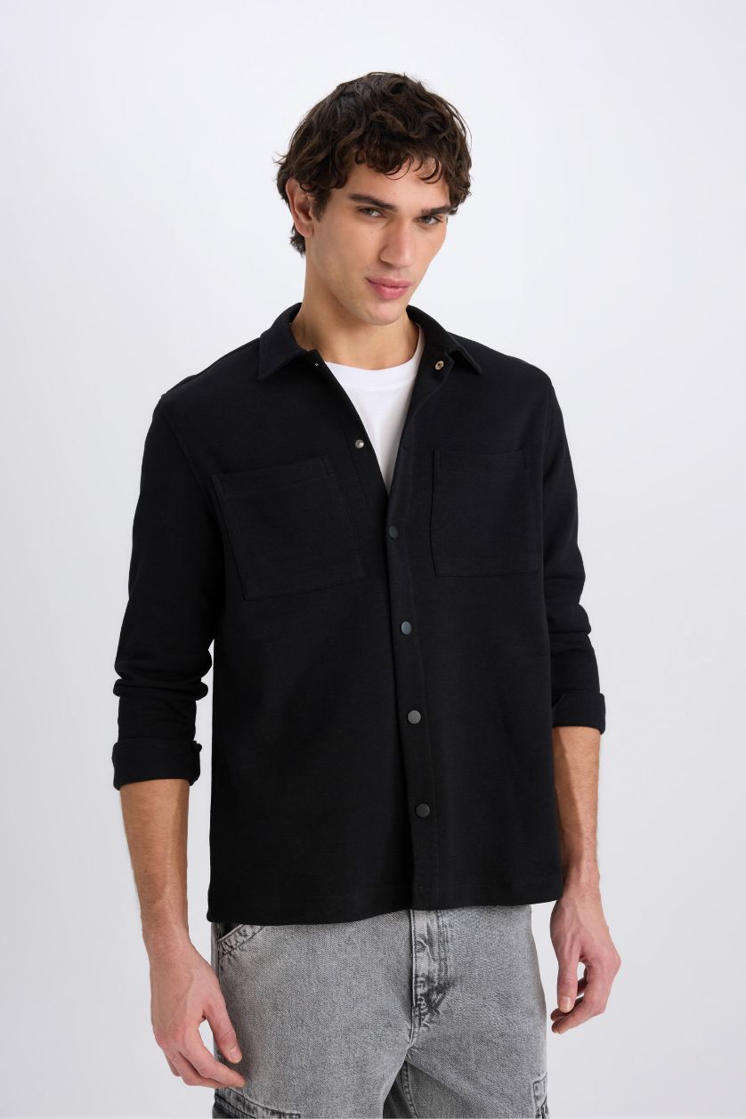 Man Black Regular Fit Overshirt