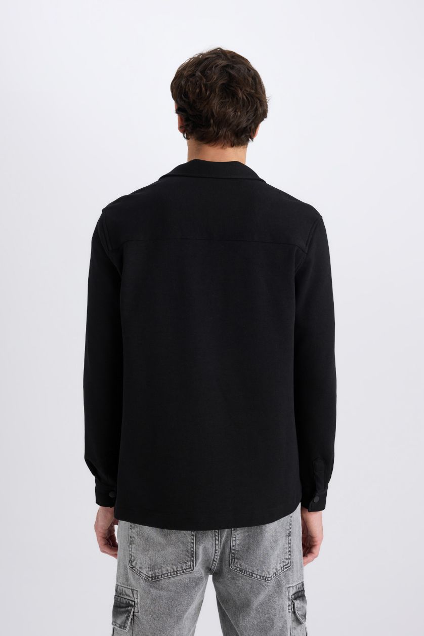 Man Black Regular Fit Overshirt