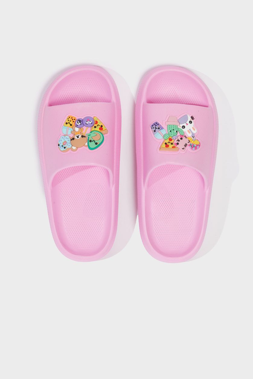 Girls & Teens Neon Pink Girl Flat Sole Eva Slippers