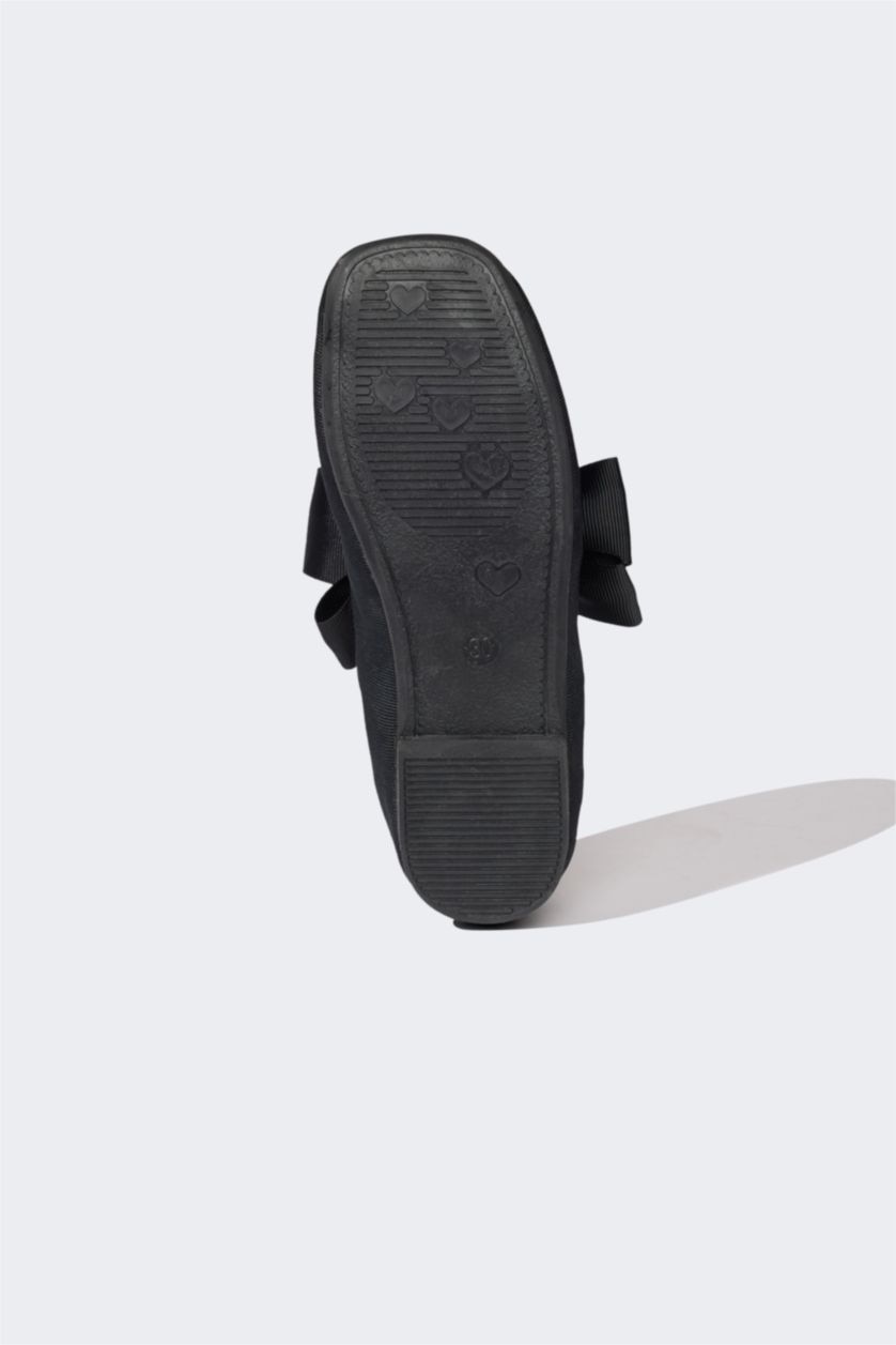 Kız Çocuk - Genç Kız Siyah Düz Taban Babet Kız Çocuk