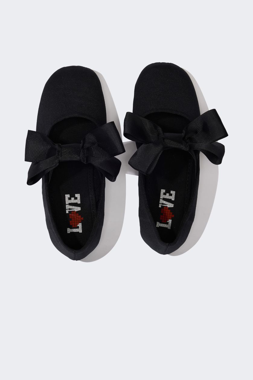 Kız Çocuk - Genç Kız Siyah Düz Taban Babet Kız Çocuk