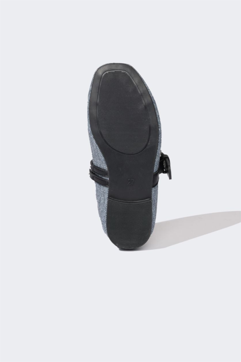 بنات أزرق فاتح حذاء بنات من جلد صناعي بكعب مسطح