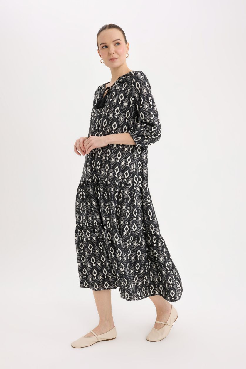 نساء أسود فستان طويل بقصة A بياخة V