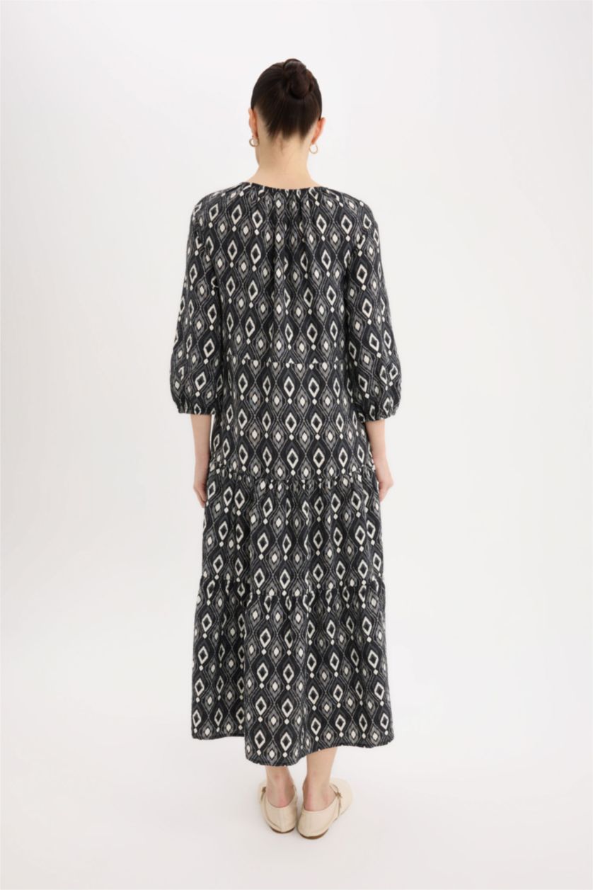 نساء أسود فستان طويل بقصة A بياخة V