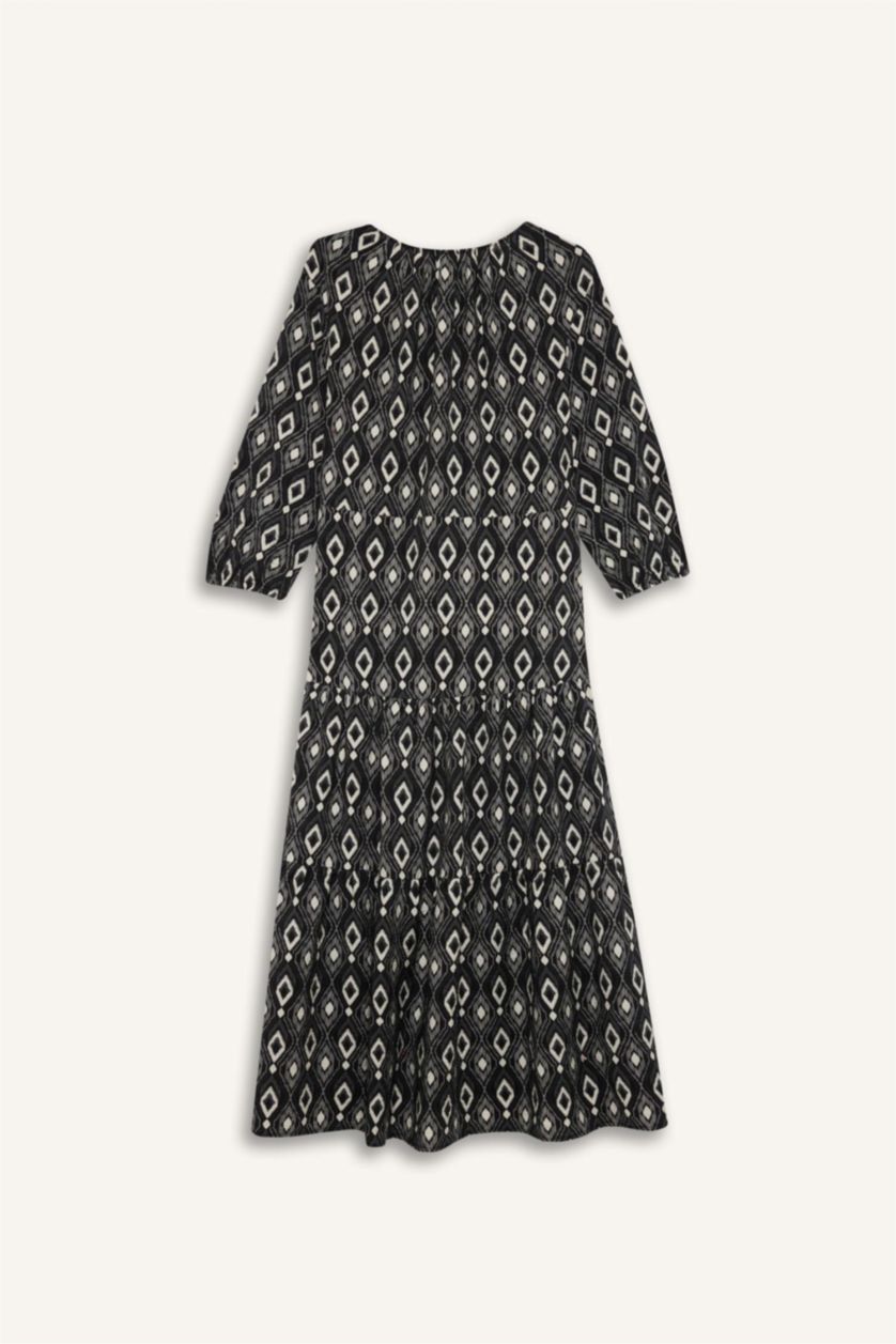 نساء أسود فستان طويل بقصة A بياخة V