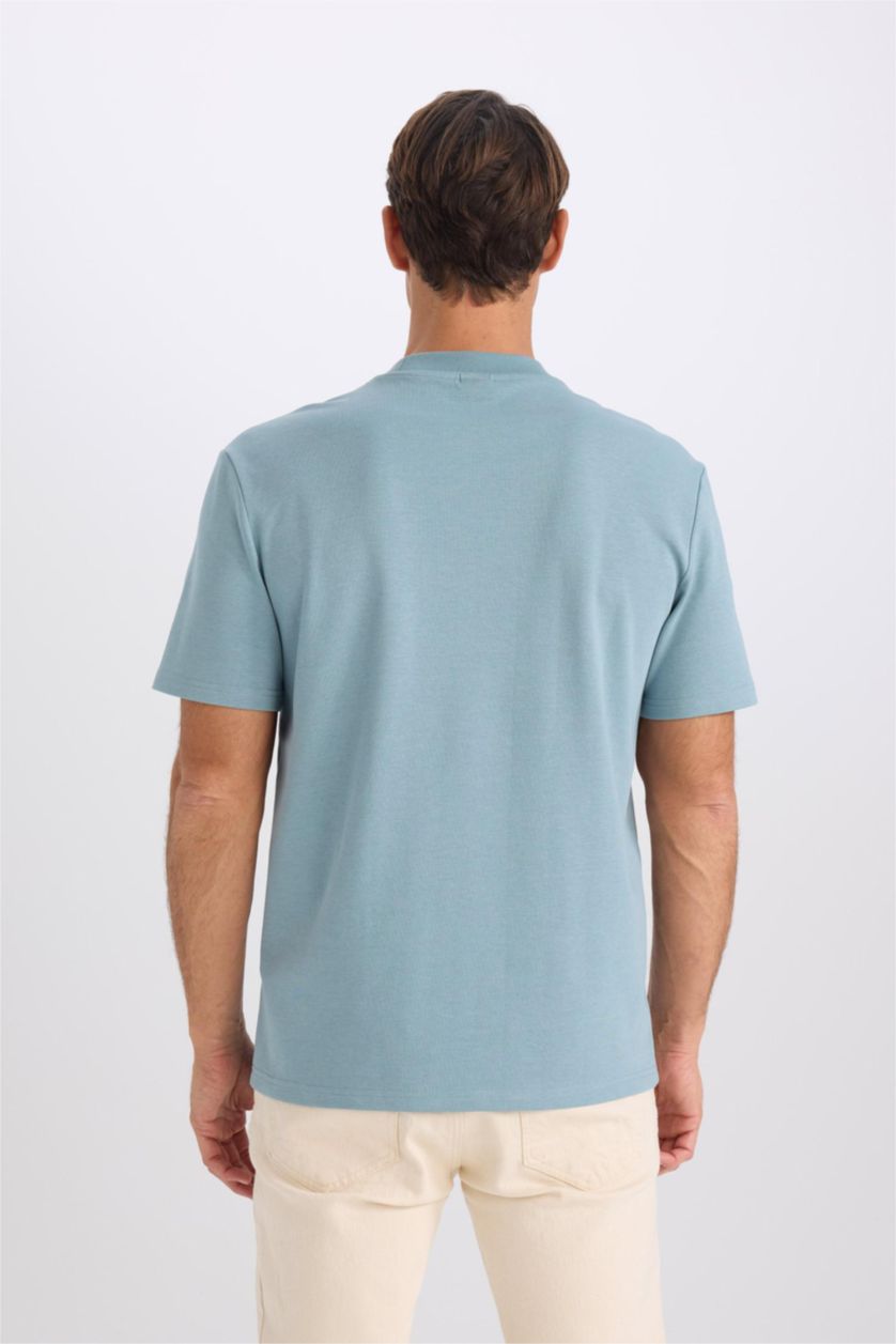 MAN Blue Regular Fit Crew Neck Short Sleeve Heavy Fabric T-Shirt