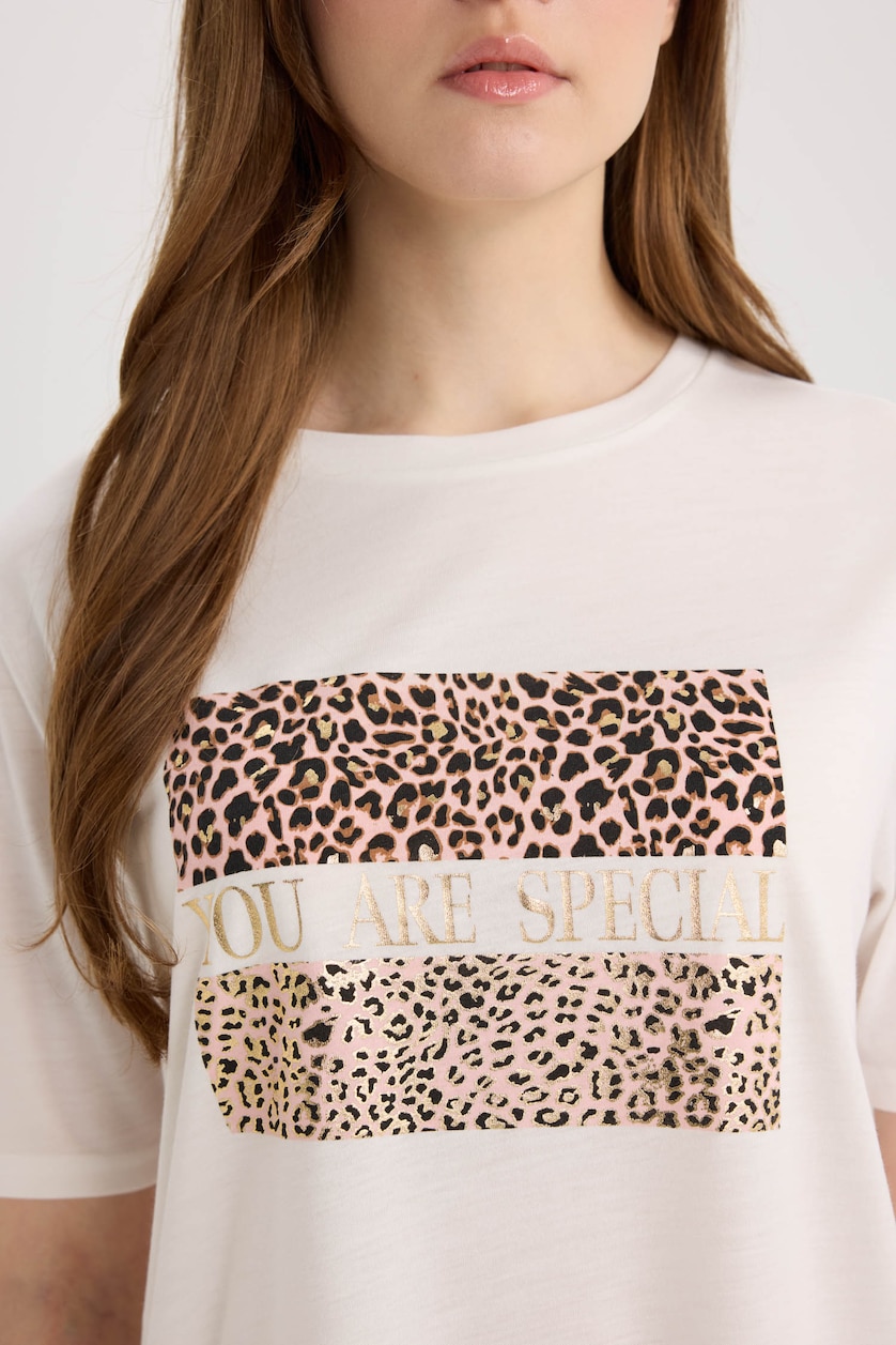 WOMAN Ecru Regular Fit Short Sleeve T-Shirt